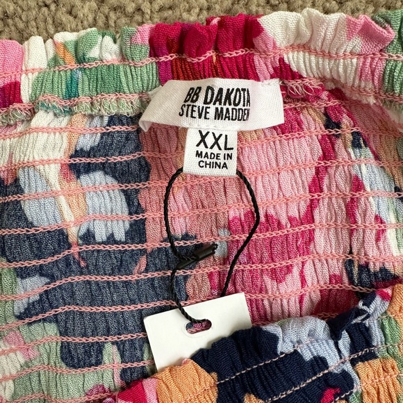 NWT BB Dakota Steve Madden Floral Mini Skirt Smocked Flounce Size XXL Co… - Picture 7 of 9